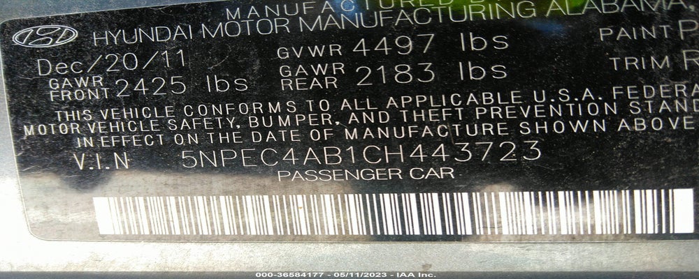 5NPEC4AB1CH443723 2012 HYUNDAI SONATA photo no. 9