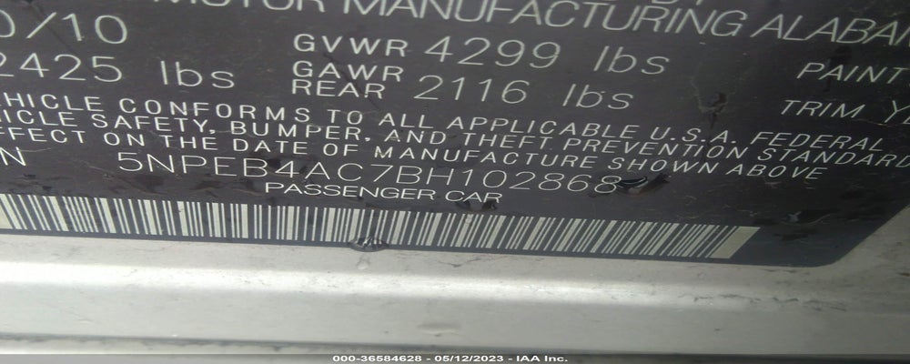 5NPEB4AC7BH102868 2011 HYUNDAI SONATA photo no. 9