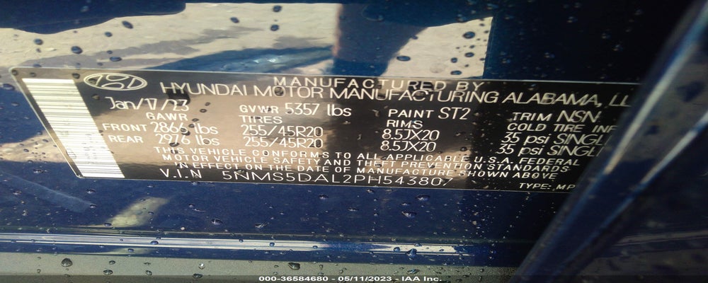 5NMS5DAL2PH543807 2023 HYUNDAI SANTA FE photo no. 9