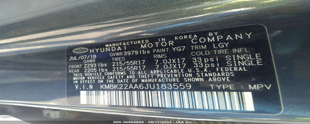 KM8K22AA6JU183559 2018 HYUNDAI KONA photo no. 9