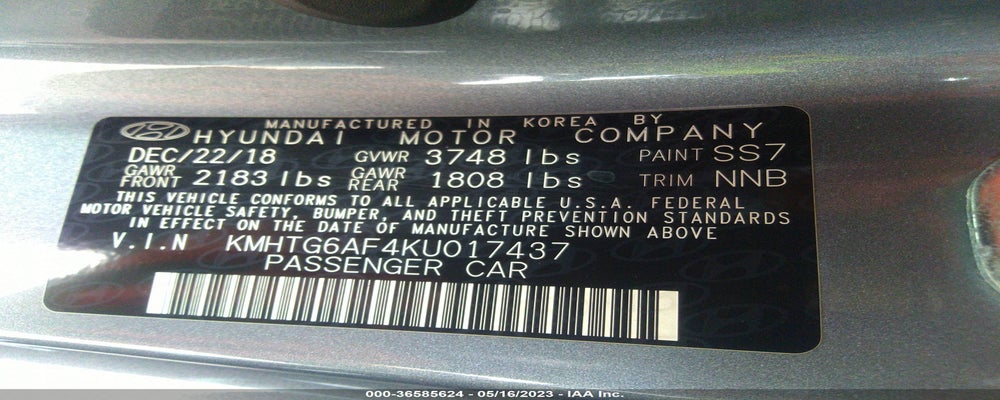 KMHTG6AF4KU017437 2019 HYUNDAI VELOSTER photo no. 9