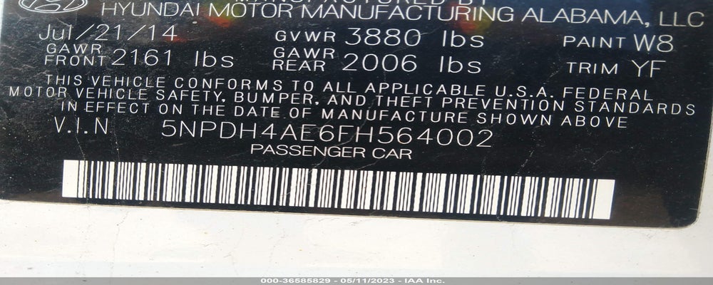 5NPDH4AE6FH564002 2015 HYUNDAI ELANTRA photo no. 9
