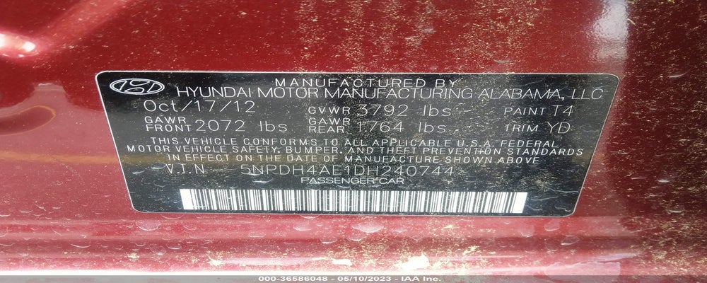5NPDH4AE1DH240744 2013 HYUNDAI ELANTRA photo no. 9