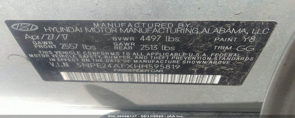 5NPE24AFXHH595819 2017 HYUNDAI SONATA photo no. 9