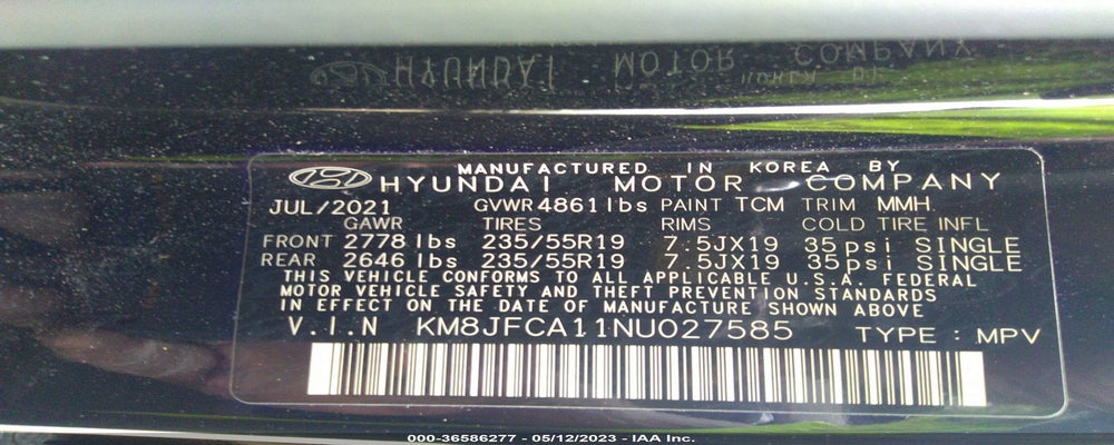 KM8JFCA11NU027585 2022 HYUNDAI TUCSON HYBRID photo no. 9