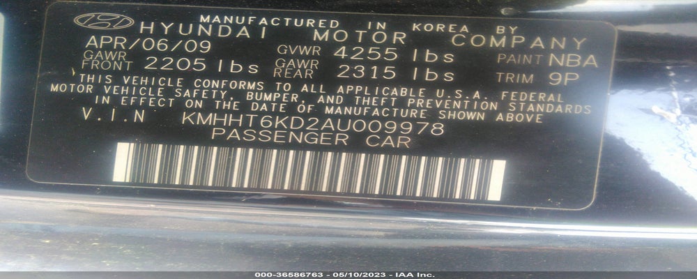 KMHHT6KD2AU009978 2010 HYUNDAI GENESIS COUPE photo no. 9