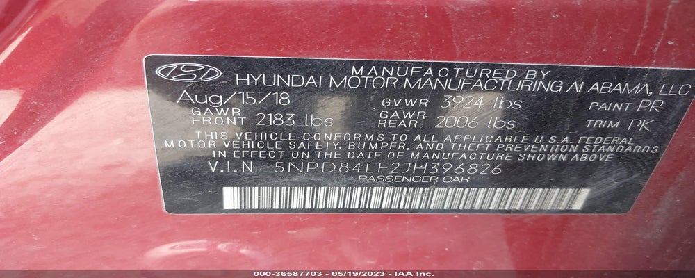 5NPD84LF2JH396826 2018 HYUNDAI ELANTRA photo no. 9