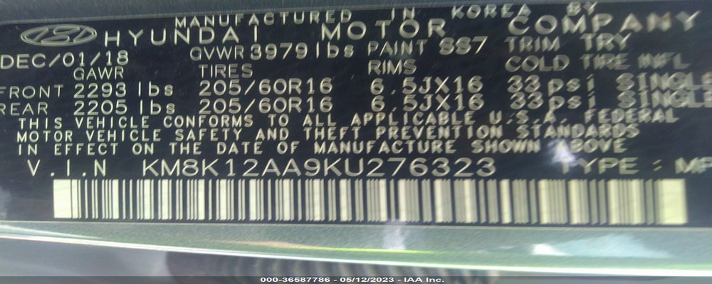 KM8K12AA9KU276323 2019 HYUNDAI KONA photo no. 9