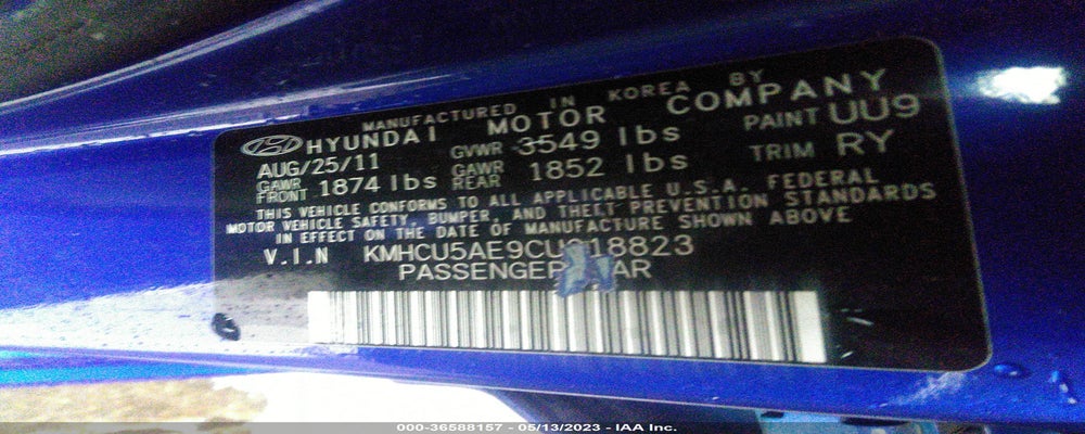 KMHCU5AE9CU018882 2012 HYUNDAI ACCENT photo no. 9