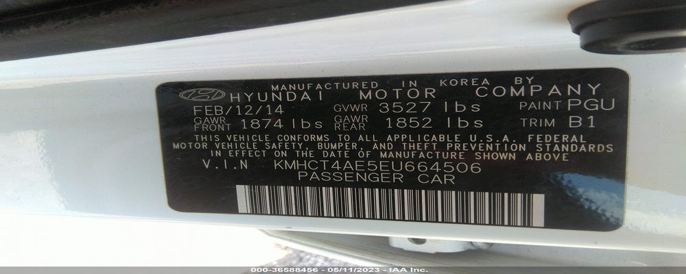 KMHCT4AE5EU664506 2014 HYUNDAI ACCENT photo no. 9