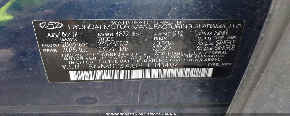 5NMS23AD6LH141407 2020 HYUNDAI SANTA FE photo no. 9