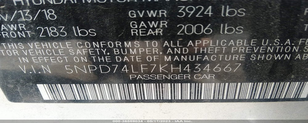 5NPD74LF7KH434667 2019 HYUNDAI ELANTRA photo no. 9