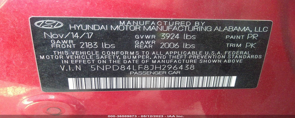 5NPD84LF8JH296438 2018 HYUNDAI ELANTRA photo no. 9