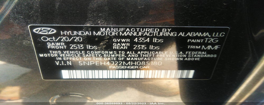 5NPEH4J22MH085180 2021 HYUNDAI SONATA photo no. 9