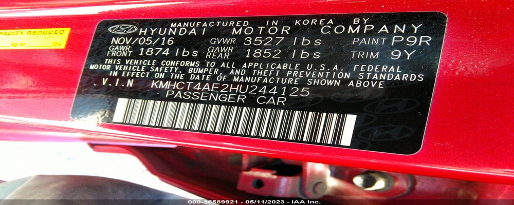 KMHCT4AE2HU244125 2017 HYUNDAI ACCENT photo no. 9