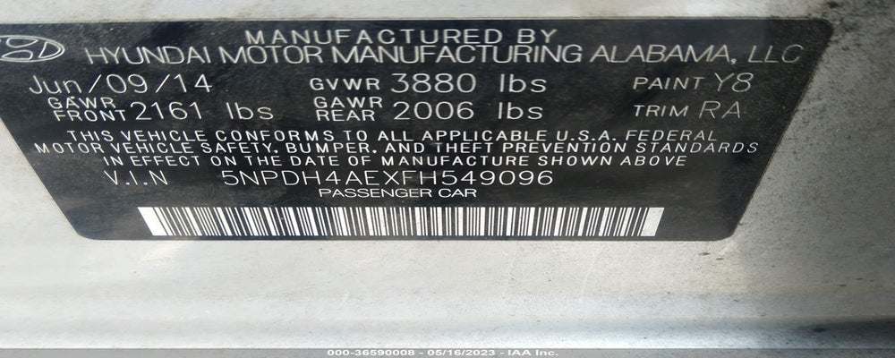 5NPDH4AEXFH549096 2015 HYUNDAI ELANTRA photo no. 9
