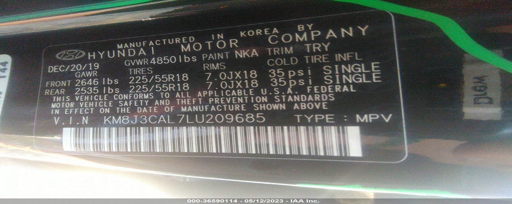 KM8J3CAL7LU209685 2020 HYUNDAI TUCSON photo no. 9