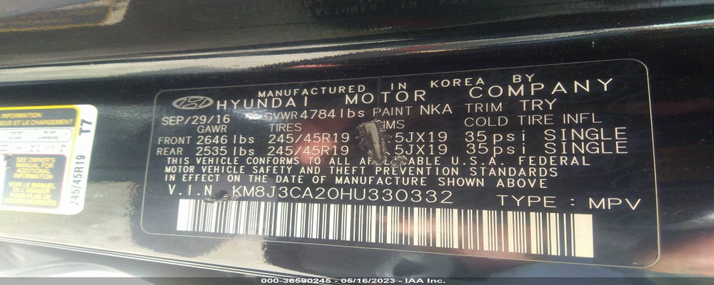 KM8J3CA20HU330332 2017 HYUNDAI TUCSON photo no. 9