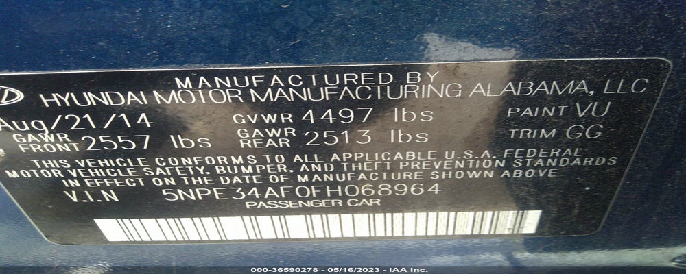 5NPE34AF0FH068964 2015 HYUNDAI SONATA photo no. 9