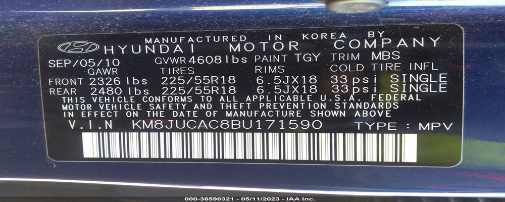 KM8JUCAC8BU171590 2011 HYUNDAI TUCSON photo no. 9
