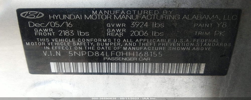 5NPD84LF0HH168155 2017 HYUNDAI ELANTRA photo no. 9
