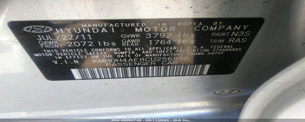 KMHDH4AE8CU256956 2012 HYUNDAI ELANTRA photo no. 9