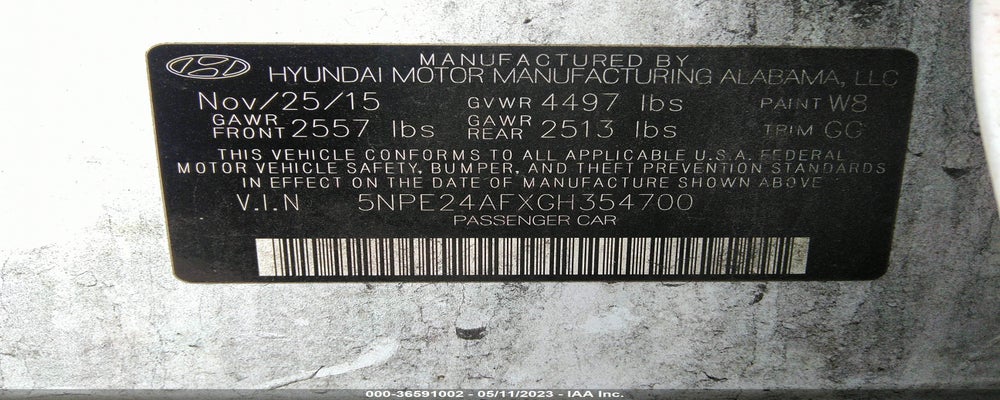 5NPE24AFXGH354700 2016 HYUNDAI SONATA photo no. 9