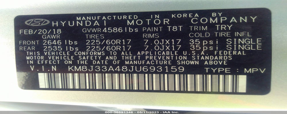 KM8J33A48JU693159 2018 HYUNDAI TUCSON photo no. 9