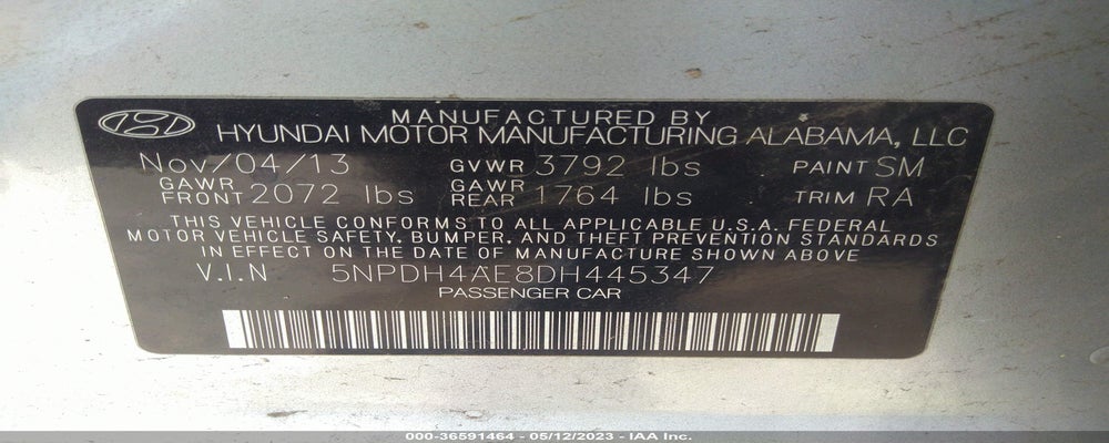 5NPDH4AE8DH445347 2013 HYUNDAI ELANTRA photo no. 9