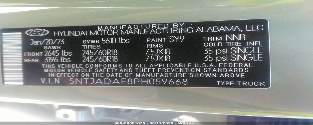 5NTJADAE8PH059668 2023 HYUNDAI SANTA CRUZ photo no. 9