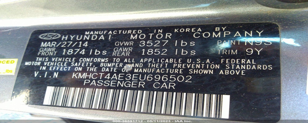 KMHCT4AE3EU696502 2014 HYUNDAI ACCENT photo no. 9
