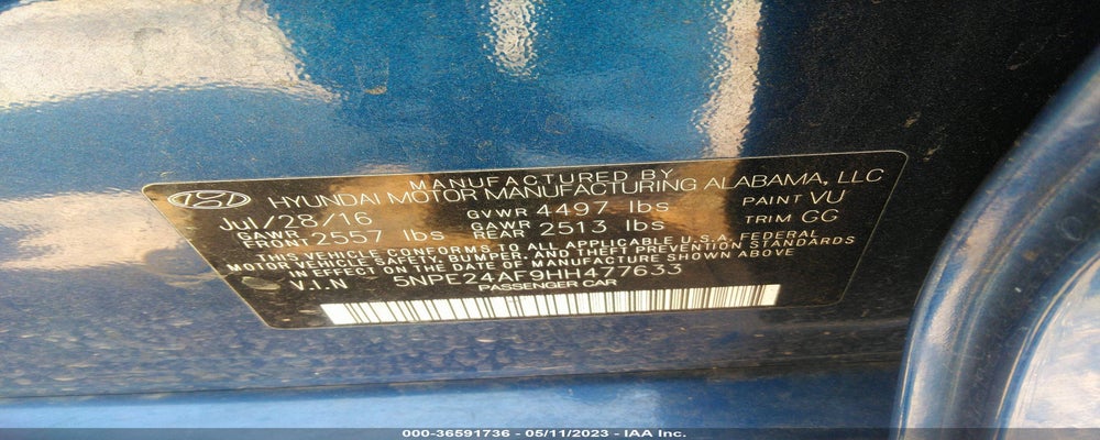 5NPE24AF9HH477633 2017 HYUNDAI SONATA photo no. 9