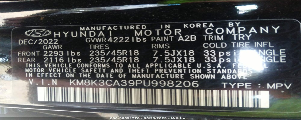 KM8K3CA39PU998206 2023 HYUNDAI KONA photo no. 9