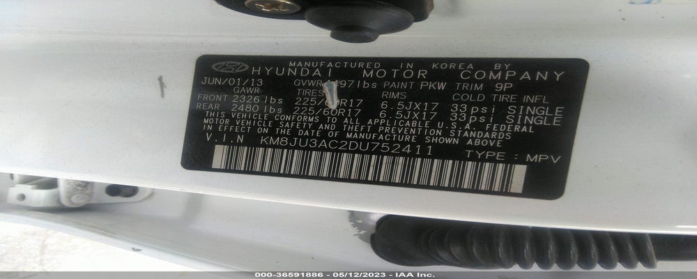 KM8JU3AC2DU752411 2013 HYUNDAI TUCSON photo no. 9