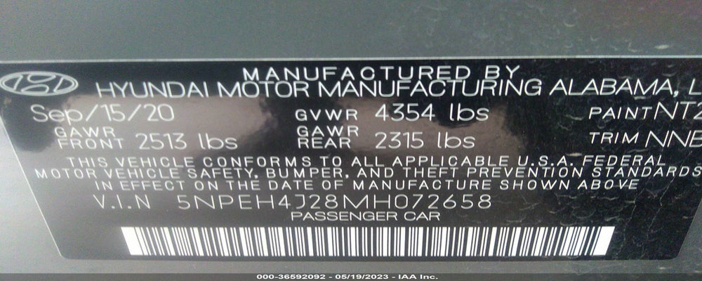5NPEH4J28MH072658 2021 HYUNDAI SONATA photo no. 9