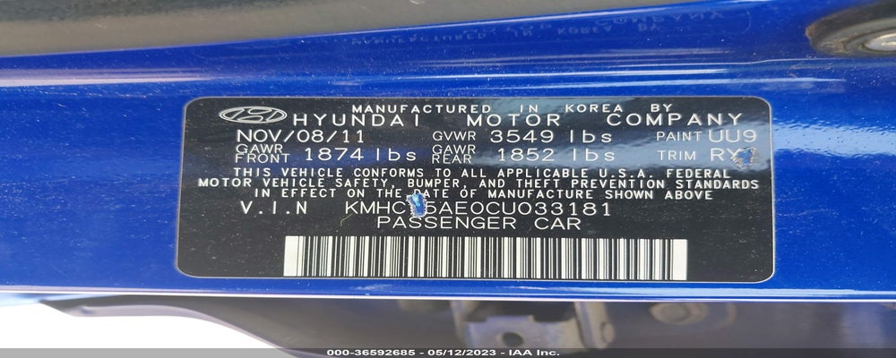 KMHCT5AE0CU033181 2012 HYUNDAI ACCENT photo no. 9
