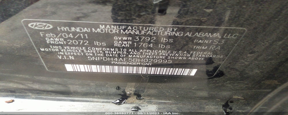 5NPDH4AE5BH029995 2011 HYUNDAI ELANTRA photo no. 9