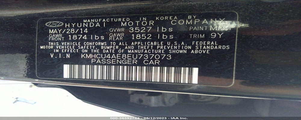 KMHCU4AE8EU737073 2014 HYUNDAI ACCENT photo no. 9