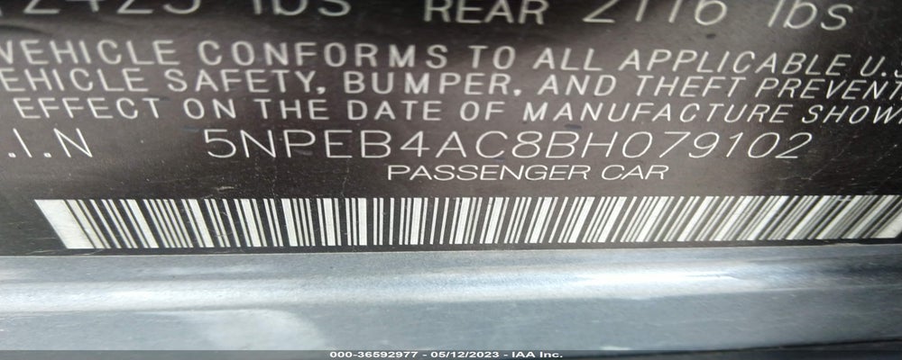 5NPEB4AC8BH079102 2011 HYUNDAI SONATA photo no. 9