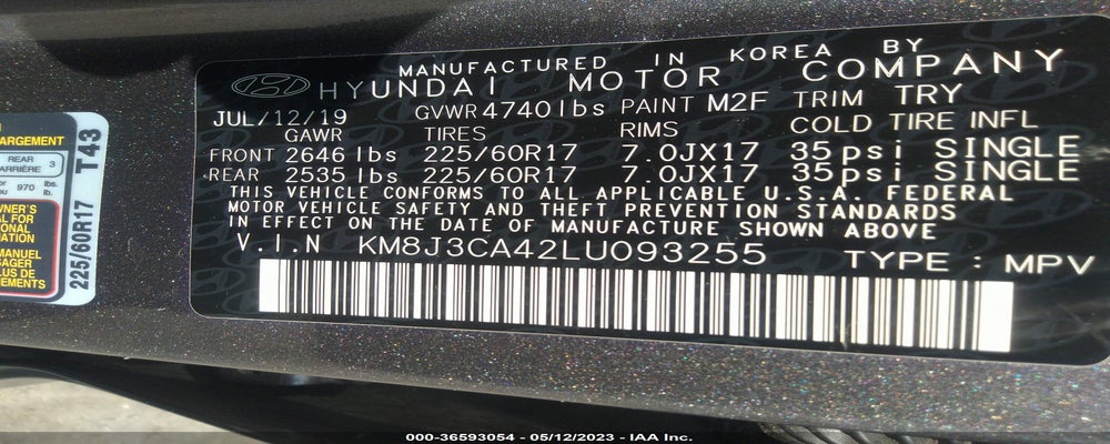 KM8J3CA42LU093255 2020 HYUNDAI TUCSON photo no. 9