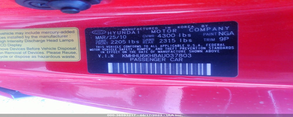 KMHHU6KH8AU037803 2010 HYUNDAI GENESIS COUPE photo no. 9
