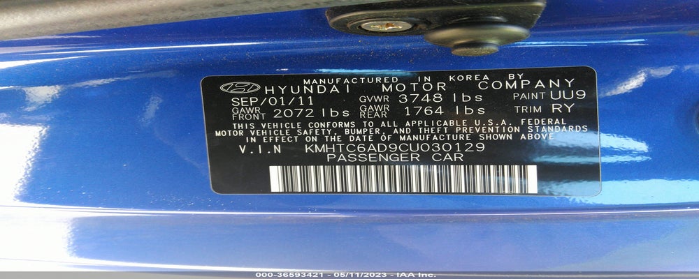 KMHTC6AD9CU030129 2012 HYUNDAI VELOSTER photo no. 9