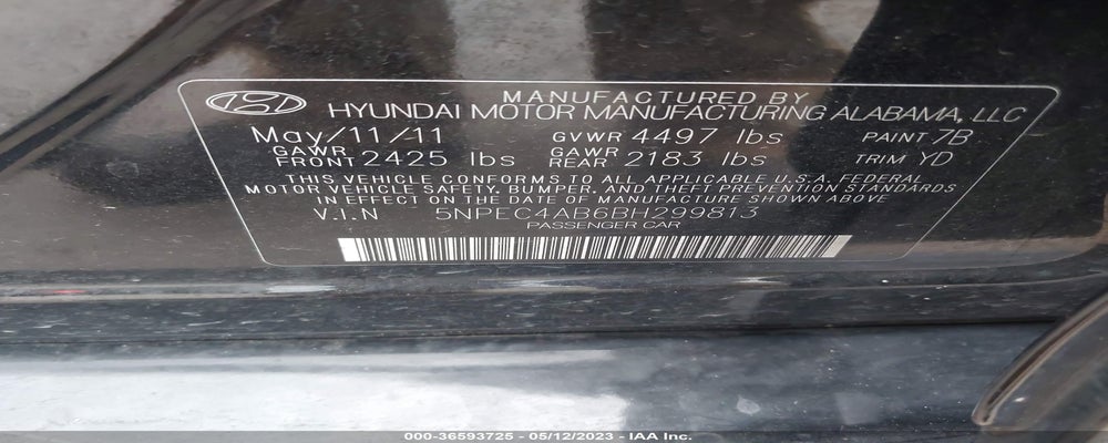 5NPEC4AB6BH299813 2011 HYUNDAI SONATA photo no. 9