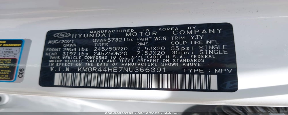 KM8R44HE7NU366391 2022 HYUNDAI PALISADE photo no. 9