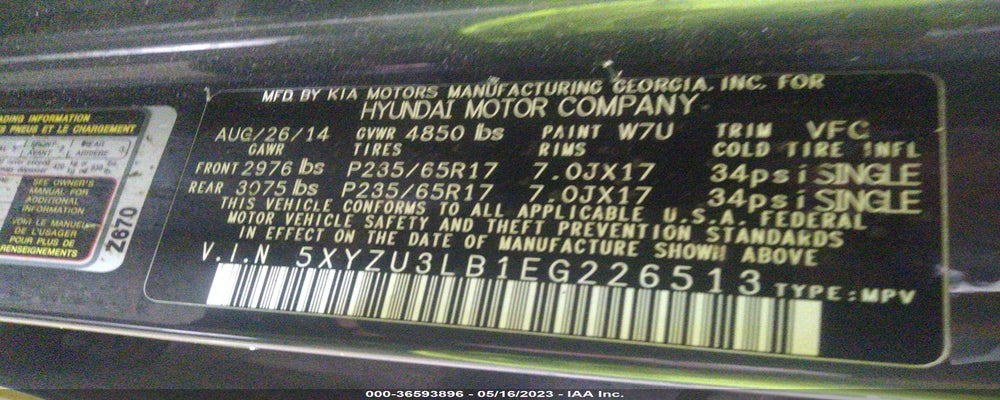 5XYZU3LB1EG226513 2014 HYUNDAI SANTA FE SPORT photo no. 9