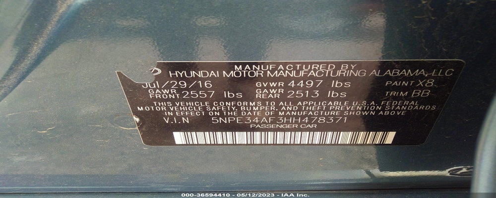 5NPE34AF3HH478371 2017 HYUNDAI SONATA photo no. 9