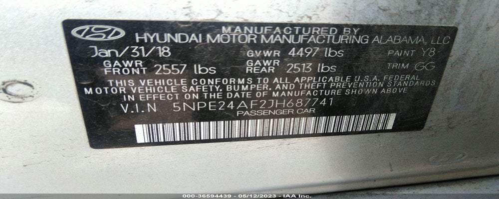 5NPE24AF2JH687741 2018 HYUNDAI SONATA photo no. 9