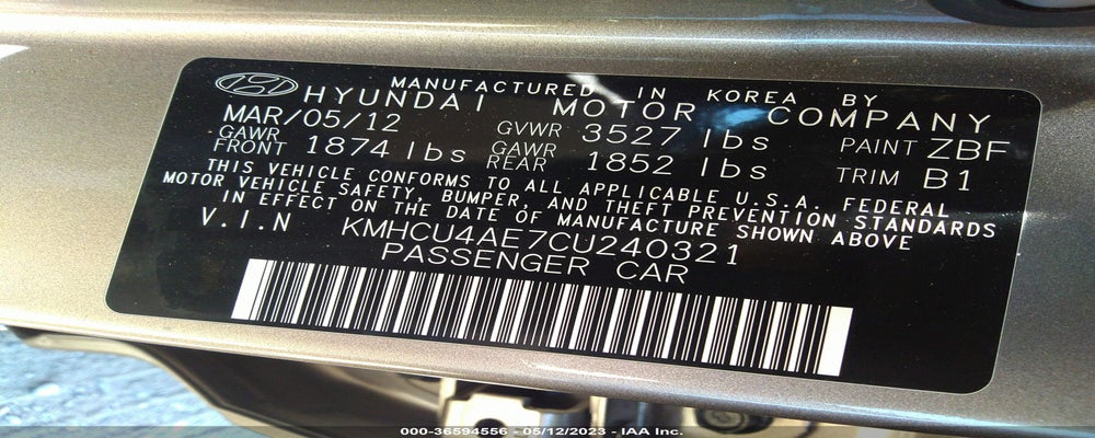 KMHCU4AE7CU240321 2012 HYUNDAI ACCENT photo no. 9