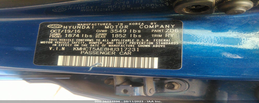 KMHCT5AE8HU317231 2017 HYUNDAI ACCENT photo no. 9