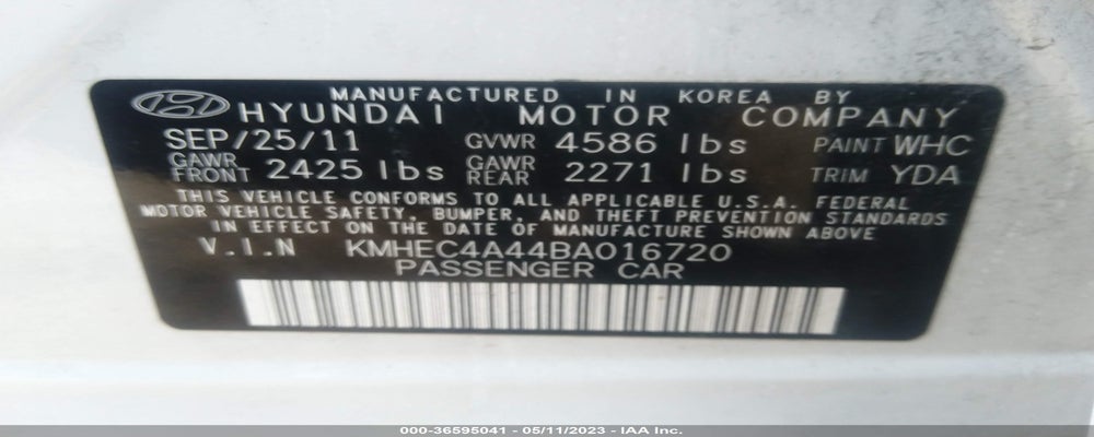 KMHEC4A44BA016720 2011 HYUNDAI SONATA photo no. 9